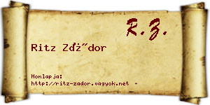 Ritz Zádor névjegykártya